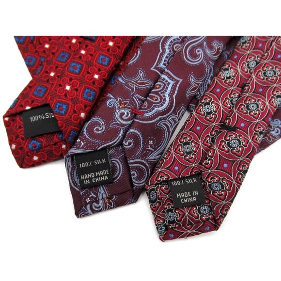 Lot of 5 Jos A Bank Signature Collection Mens Neckties Red 100% Silk Designer - Picture 10 of 14
